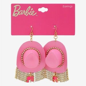 BoxLunch Exclusive Barbie movie cowgirl hat bling fringe rhinestone earrings